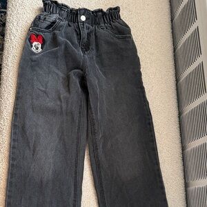 Zara Kids Black Jeans with Minnie Mouse Patch